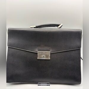 Prada Saffiano Leather Briefcase Black Milano Italy